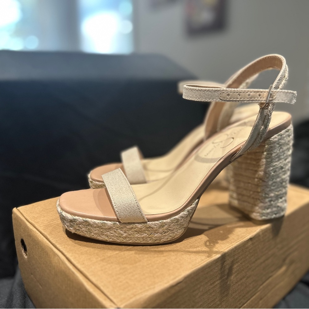 Jessica Simpson Cream Wedge Sandals